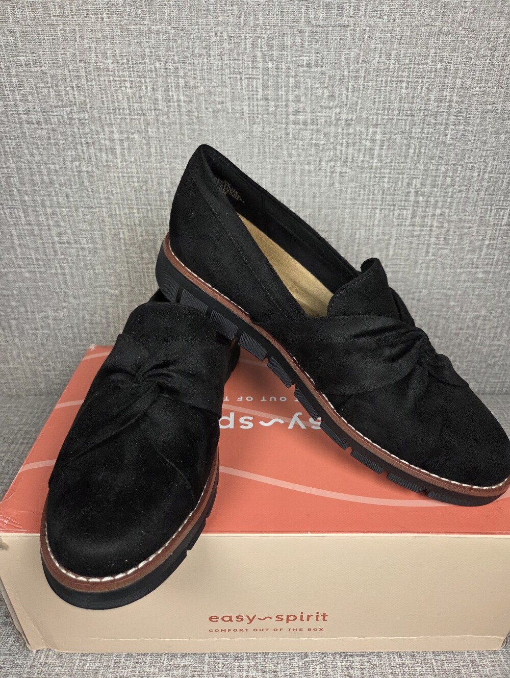 Easy Spirit NEW Vitalia2 Black Faux Suede Loafers Women's 9 Shoes $70